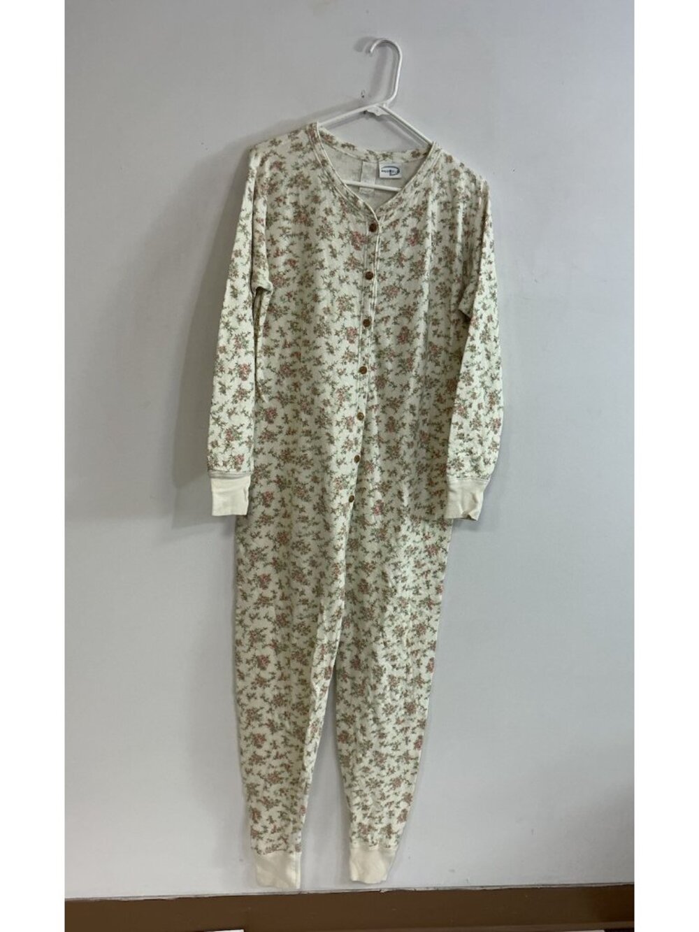 Duofold One Piece Pajamas Long Johns Merino Wool Floral Cabincore Womens XL